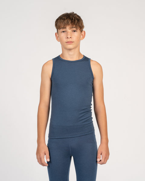 Barns merinotopp och underdel 2-delar denim