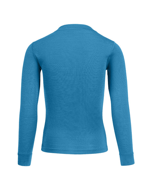 Kids' 160 Thermal Long Sleeve Crew Light Blue, back view.