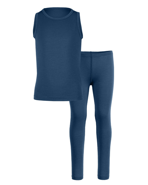 Barns merinotopp och underdel 2-delar denim