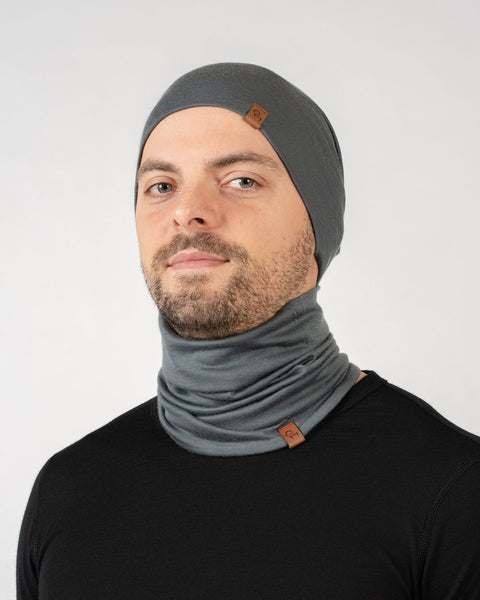 Men's Merino Beanie & Gaiter 2-Piece Perfect Grey
