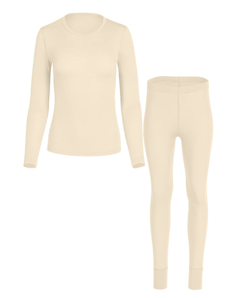 Women's 160 Long Sleeve & Bottoms 2-Piece Natural