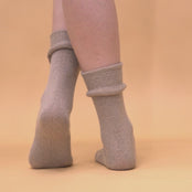 Damstrumpor i merinoull krämig beige