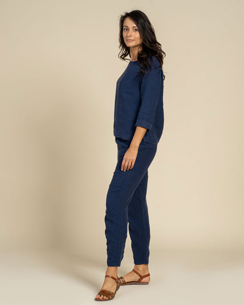 Linen Trousers Dakota Storm Blue