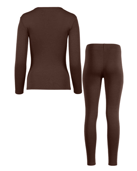 Dam 250 Långärmad &amp; Leggings 2-delar Brun