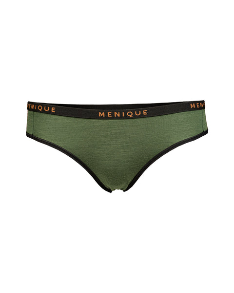 Women&#39;s Merino Bikini Briefs in Dark Green color