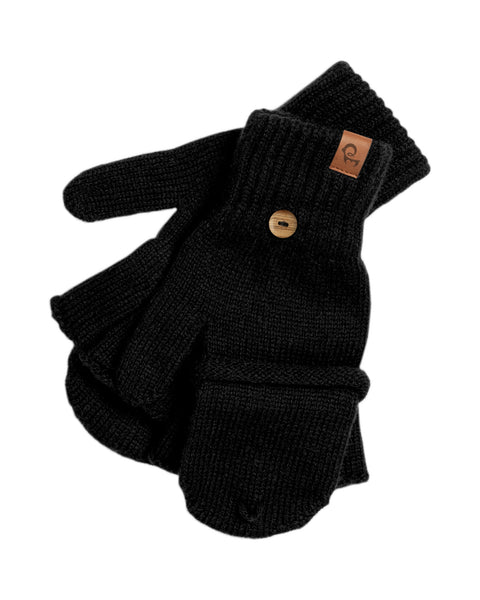 Men&#39;s Convertible Gloves Knitted Merino in black