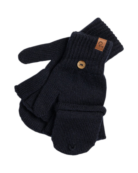 Men&#39;s Convertible Gloves Knitted Merino in dark blue