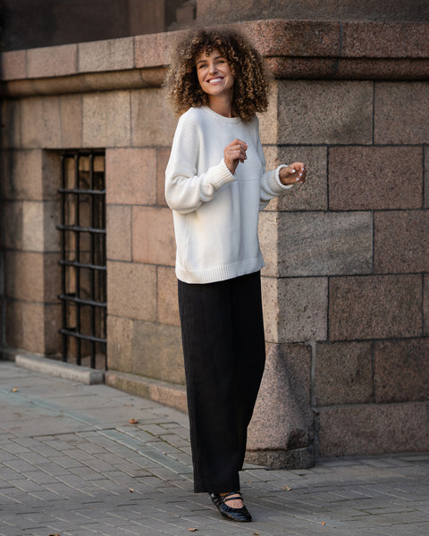 Women&#39;s Knit Cotton Sweater Sonata White