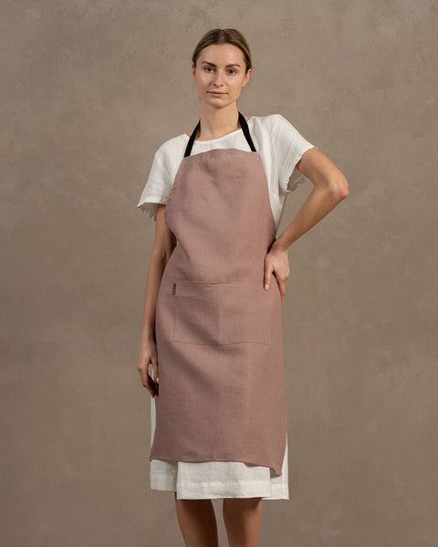 Linen Adjustable Apron in faded rose