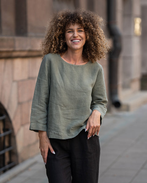 Linen Blouse Nora Stone Green