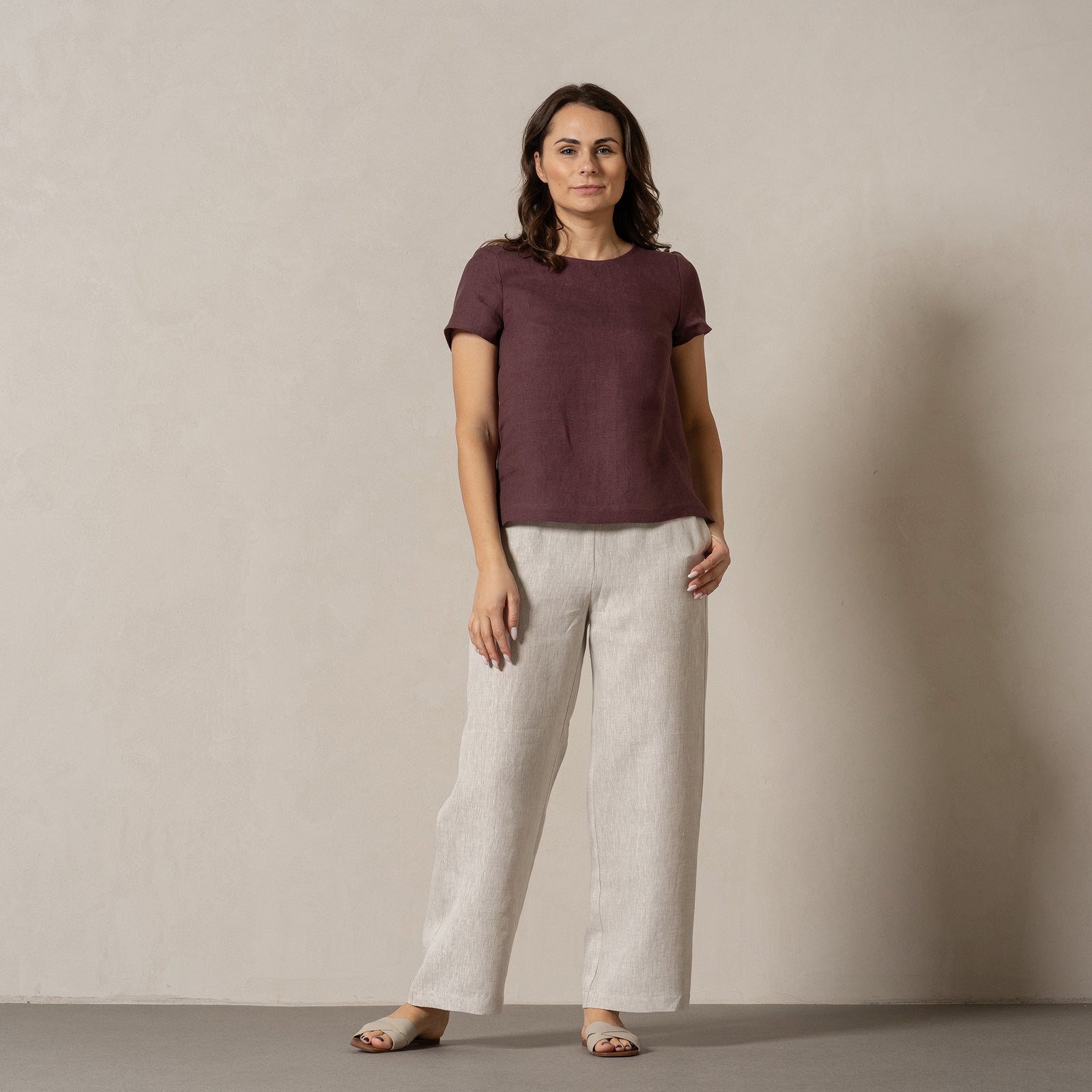 Linen T-Shirt Top Emma Shadow Purple