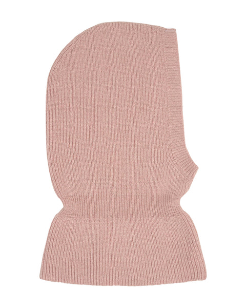 The menique kids&#39; merino &amp; Cashmere blend balaclava in pink color.
