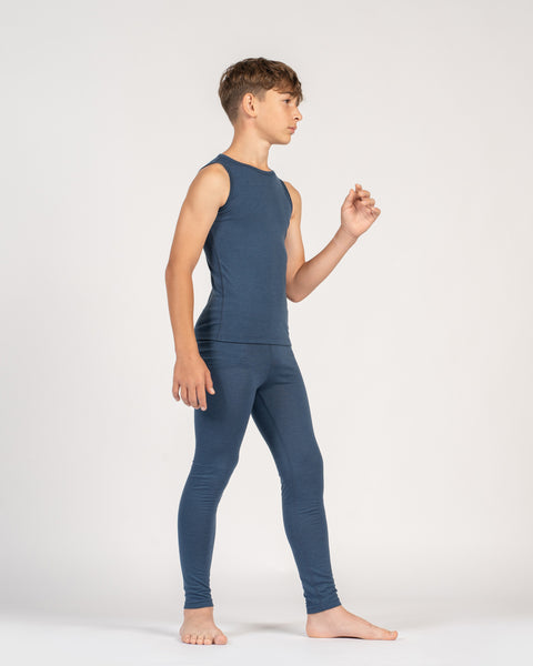 Barns merinotopp och underdel 2-delar denim