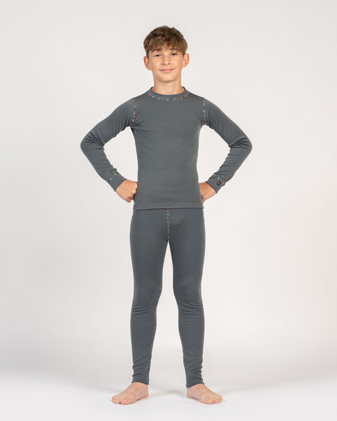 Kids&#39; 250 Long Sleeve &amp; Bottom 2-Piece Perfect Grey