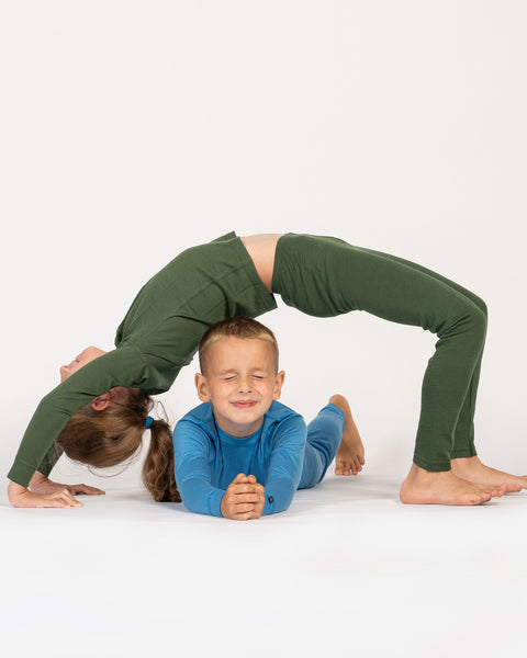 Barn 160 Långärmad &amp; Byxa 2-delars Mörkgrön