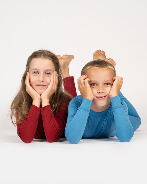 Barn 160 Långärmad &amp; Byxa 2-delar Royal Cherry