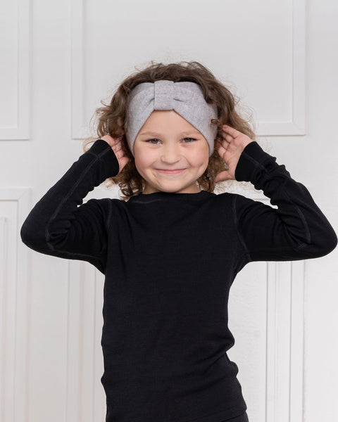 Kids&#39; Knit Headband with Ribbon Merino &amp; Cashmere