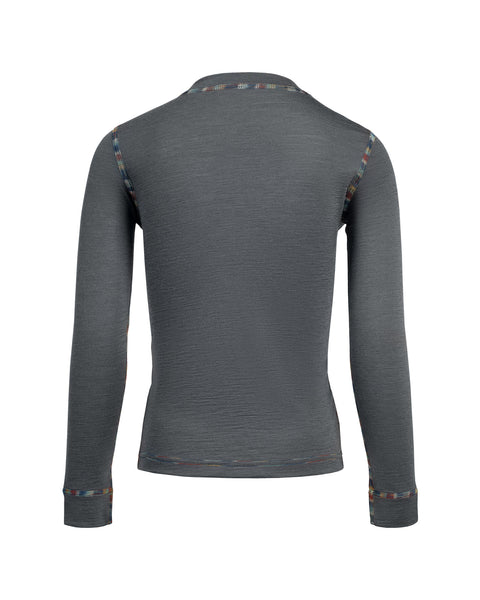 Kids&#39; 160 Thermal Long Sleeve Crew Perfect Grey, front view.