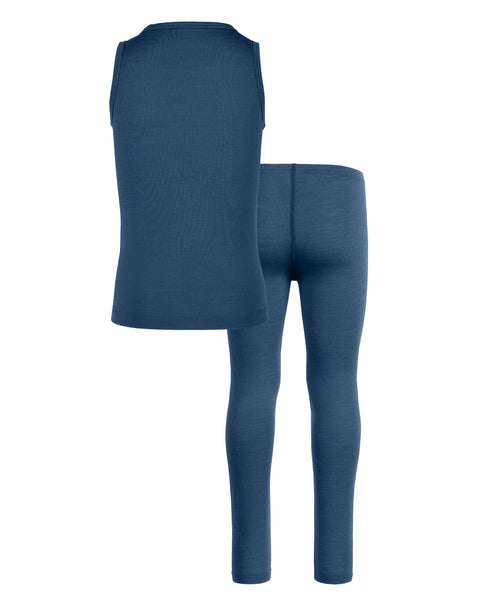 Barns merinotopp och underdel 2-delar denim