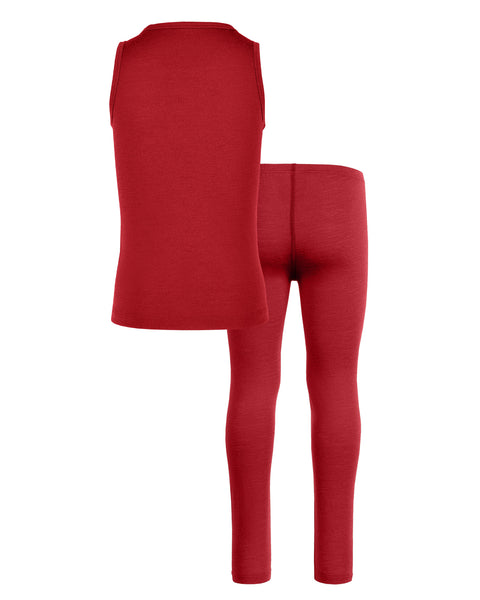 Kids&#39; Merino Tank Top &amp; Bottom 2-Piece Royal Cherry