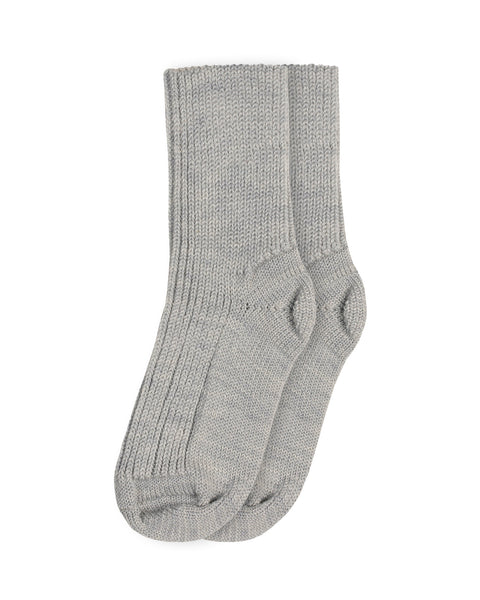 The Menique Kids&#39; Merino Rib Thick Socks in light gray color. 