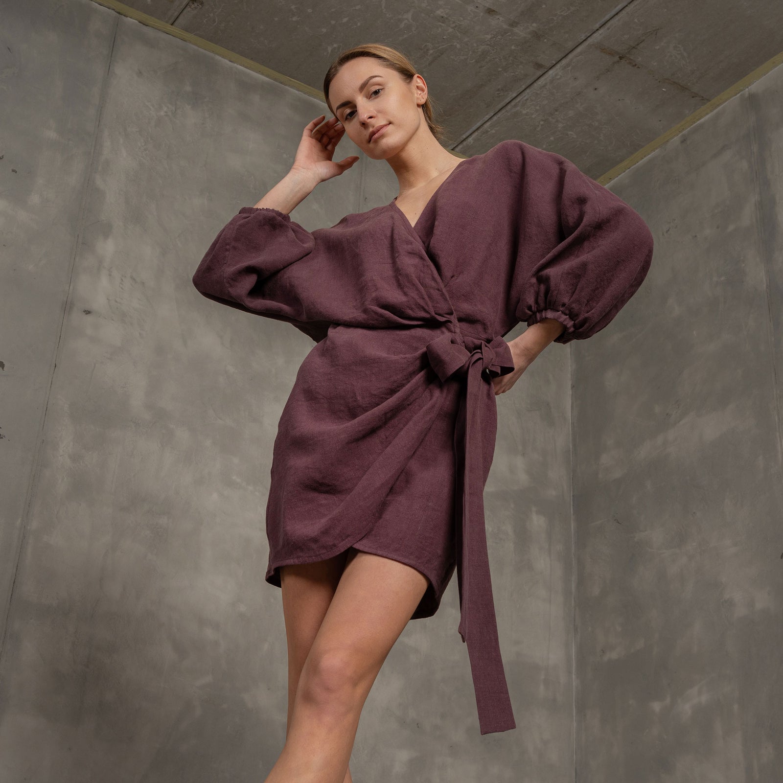 Linen Wrap Tulip Hem Dress Daisy