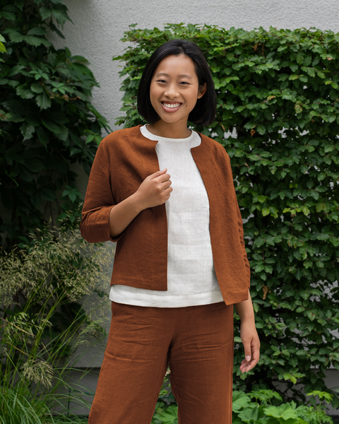 Ljus linne avslappnad jacka Eden