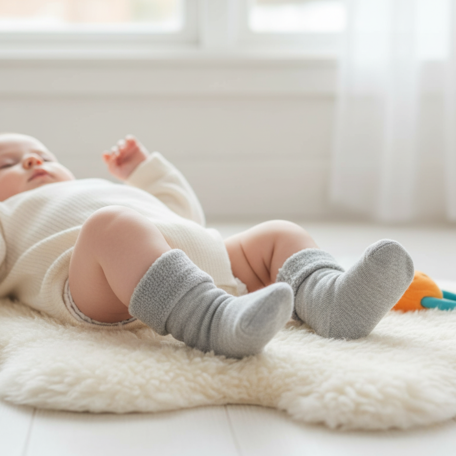The menique kids' merino wool sherpa lined socks in all available colors, with packaging.