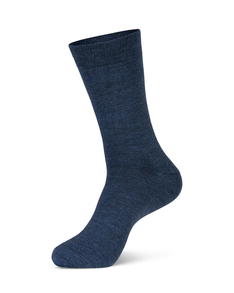 Men&#39;s Merino Crew Socks in blue color in a white background, side view