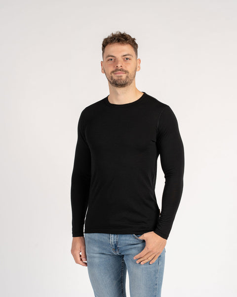 Men&#39;s 160 Thermal Long Sleeve Crew Black