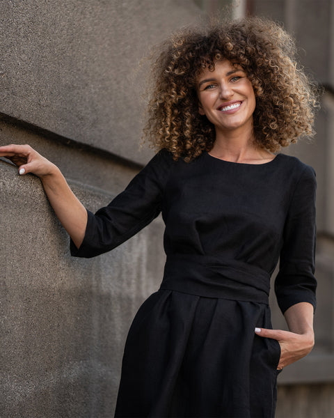 Avslappnad linné omlottklänning Miley