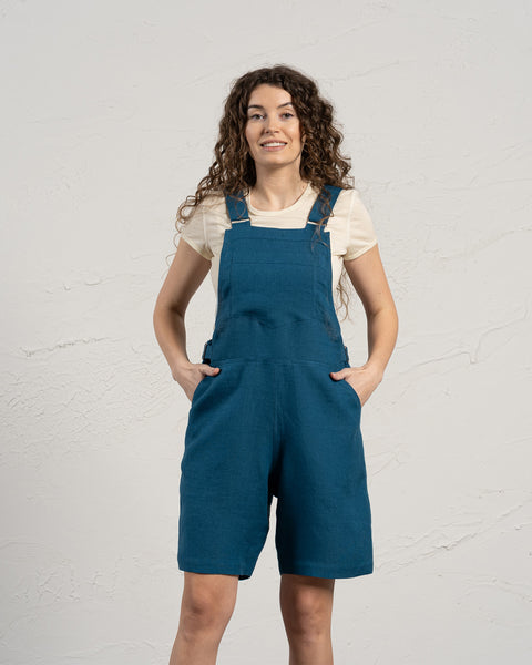 Linen Romper Nino in Cobalt Blue Color