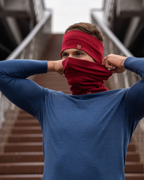 Men&#39;s Headband and Gaiter Set Royal Cherry