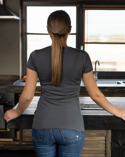 Dam T-shirt 160 Merino Perfekt Grå