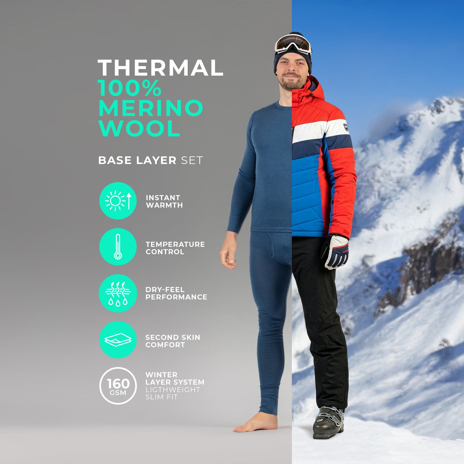 Men's 160 Long Sleeve & Bottom 2-Piece Denim