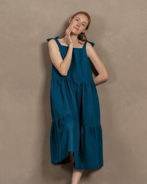 Linen Pinafore Dress Uma