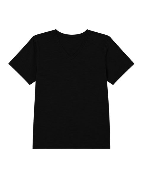 Dam T-shirt i merinoull med V-ringning och normal passform