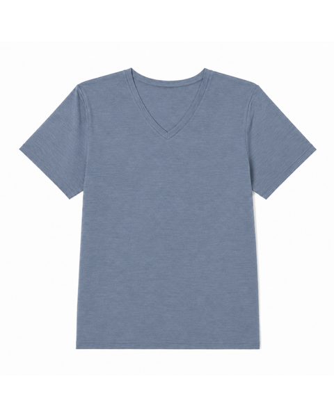 Dam T-shirt i merinoull med V-ringning och normal passform