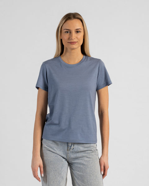 Dam T-shirt i Merinoull med Normal Passform och Rund Halsringning