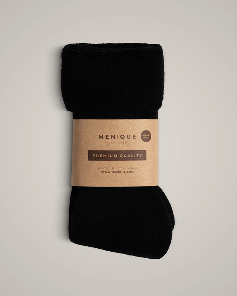 the men&#39;s merino sherpa lined socks black.