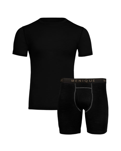 Herr T-shirt &amp; boxers 2-delar svart