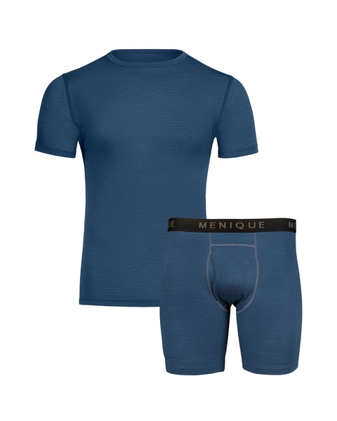 Herr T-shirt &amp; boxers 2-delar denim