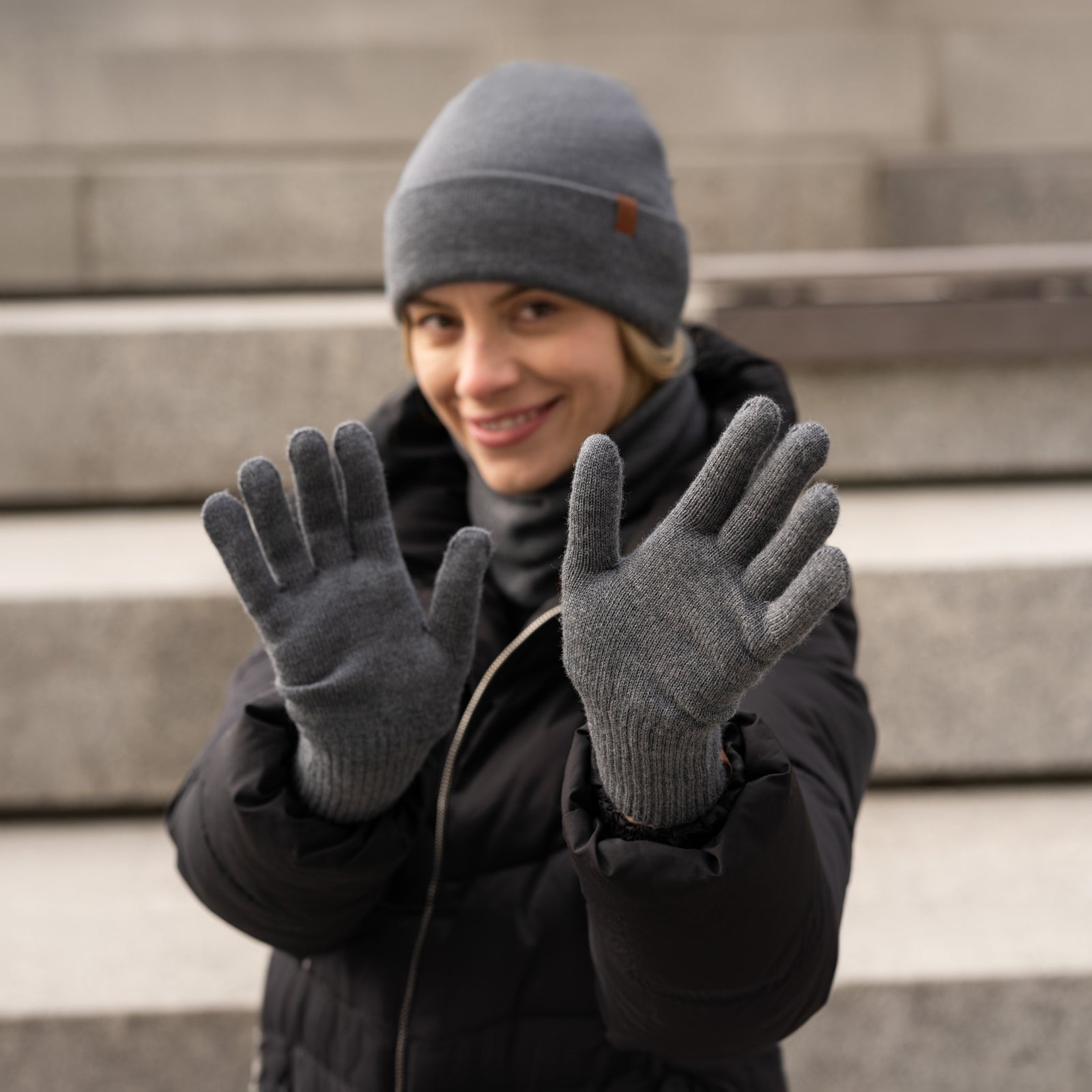 Women’s merino wool gloves, knitted warm winter accessory