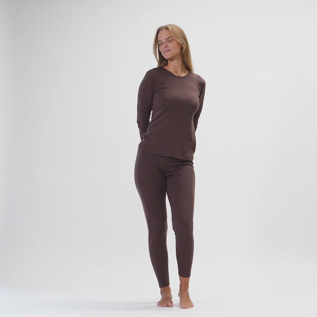 Dam 250 Långärmad & Leggings 2-delar Brun