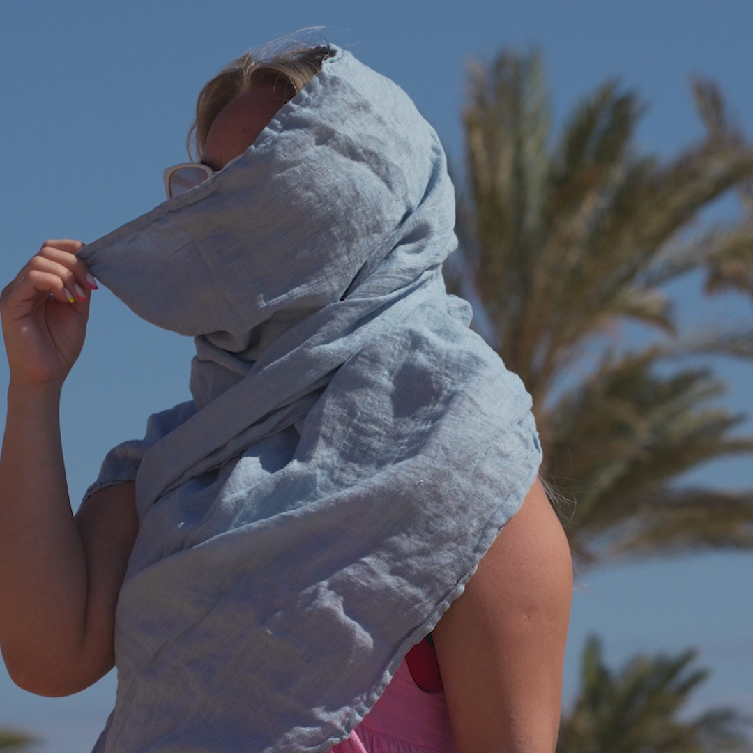 100% European Washed Linen Scarf