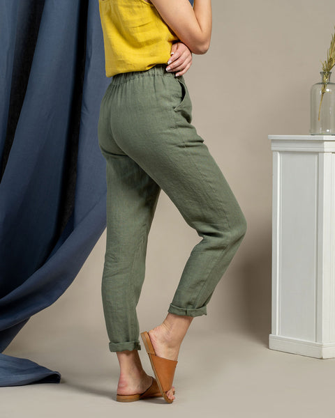 Linen Trousers Dakota Stone Green
