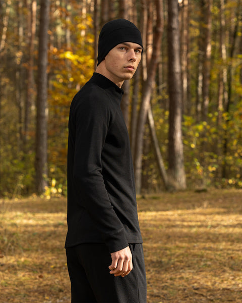 Men&#39;s Merino 250 Zip neck top Black