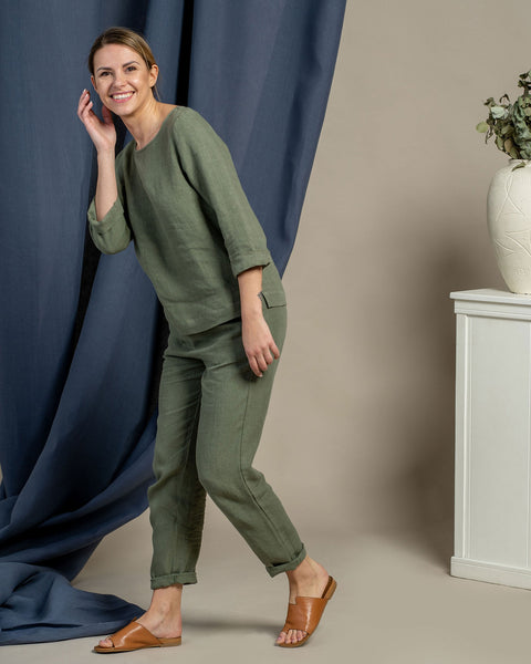 Nora &amp; Dakota Linen Matching Set Stone Green