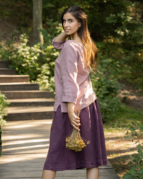 Linen Midi Skirt Sophia Shadow Purple