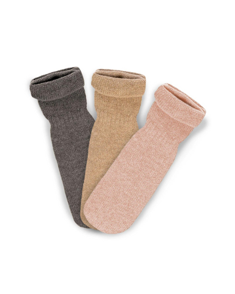 Kids&#39; Merino &amp; Cashmere Socks 3-Pack - Perfect Grey, Creamy Beige, Dusty Pink